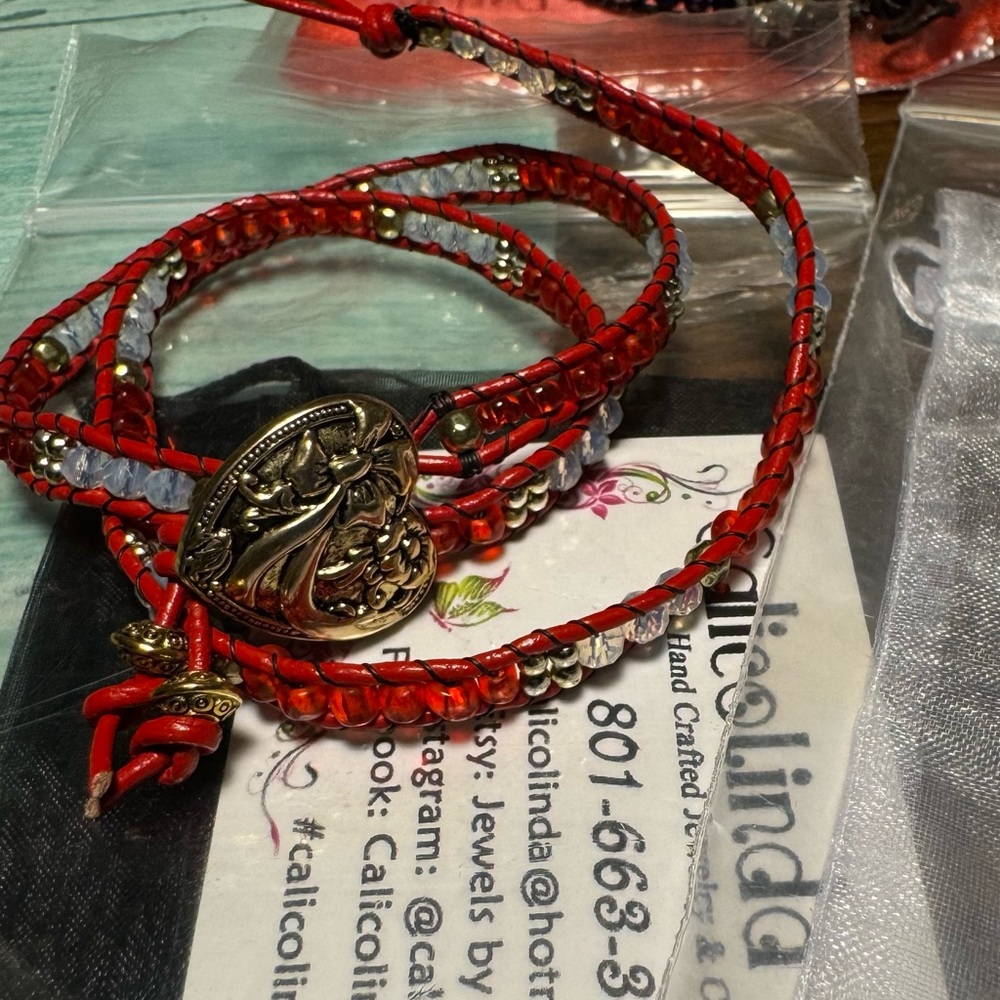 Valentine’s Heart wrapped bracelet. (RED)